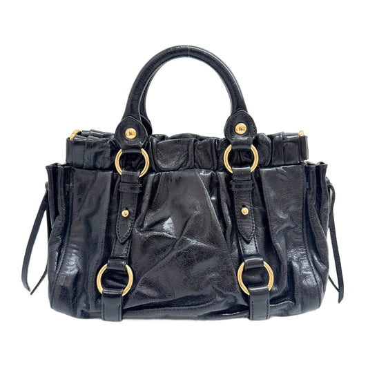 Mini Vitello Black Leather Two Way Bag