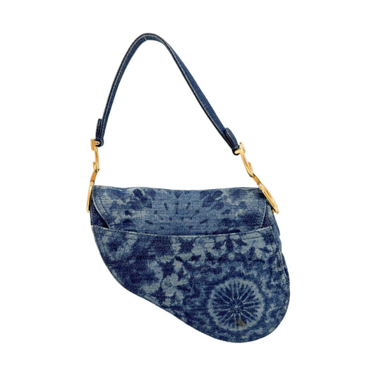 Saddle Blue Tie Dye Denim Shoulder Bag