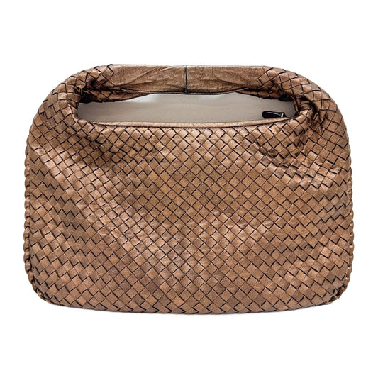 Intrecciato Metallic Bronze Leather Shoulder Bag