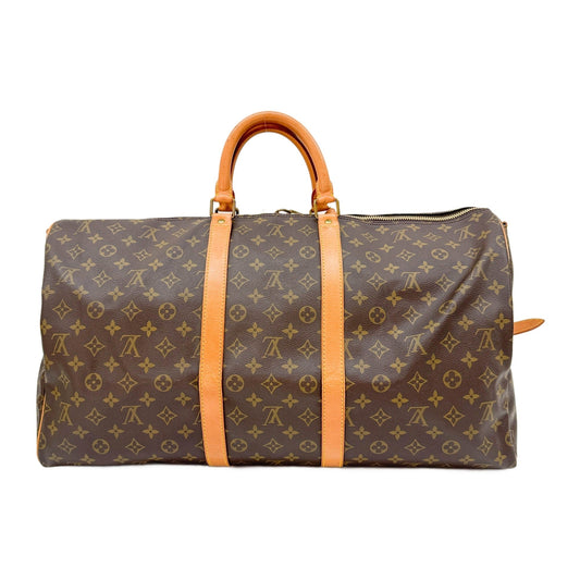 Keepall Bandouliere Brown Monogram Leather Two Way Bag