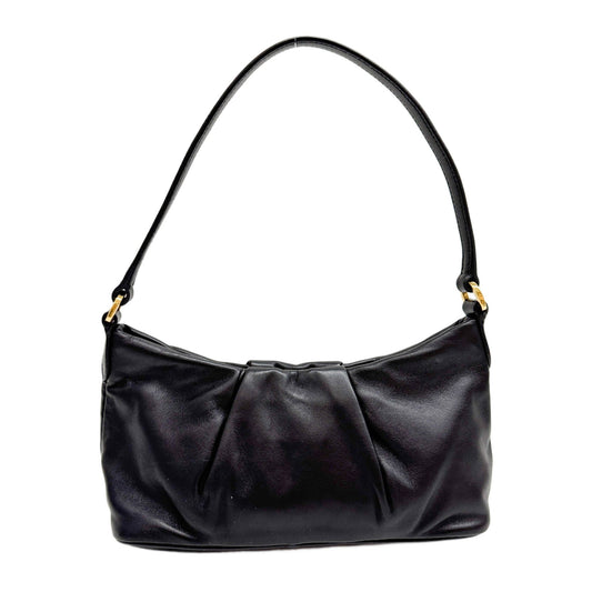 Roses Black Leather Shoulder Bag