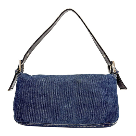 Baguette Navy Denim Shoulder Bag