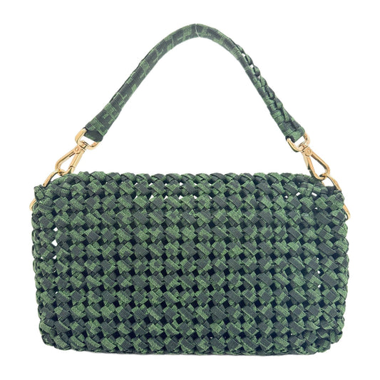 Baguette in Green Jacquard Woven Shoulder Bag