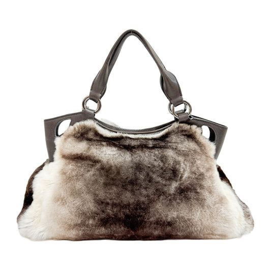 Marcello Grey Fur Hand Bag