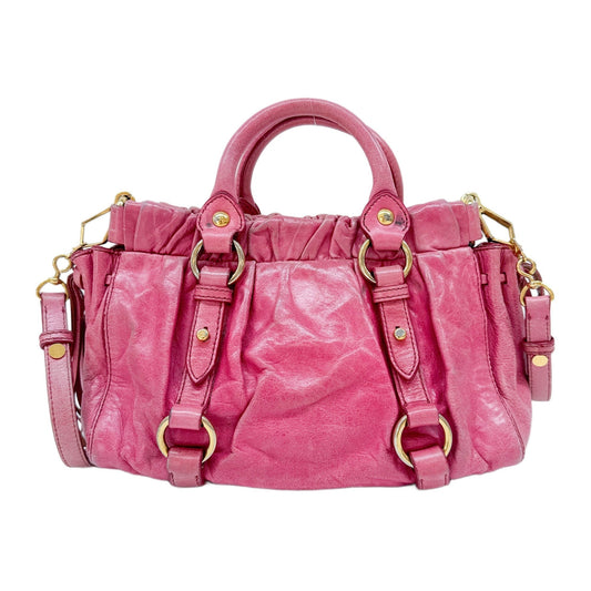 Mini Vitello Pink Leather Two Way Bag
