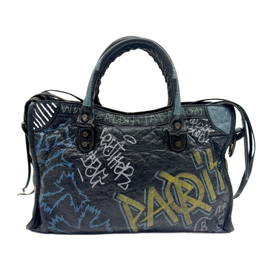 Mini City Graffiti Black Leather Two Way Bag