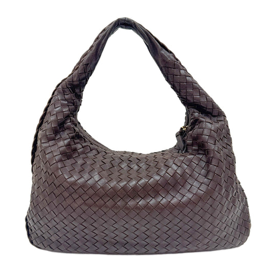 Intrecciato Brown Leather Shoulder Bag