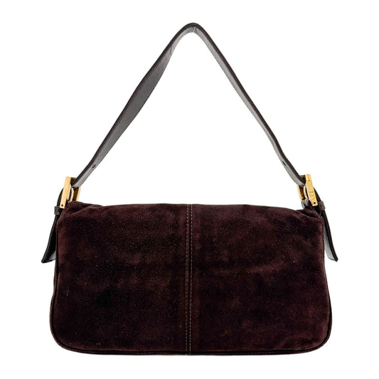 Baguette Brown Suede Shoulder Bag