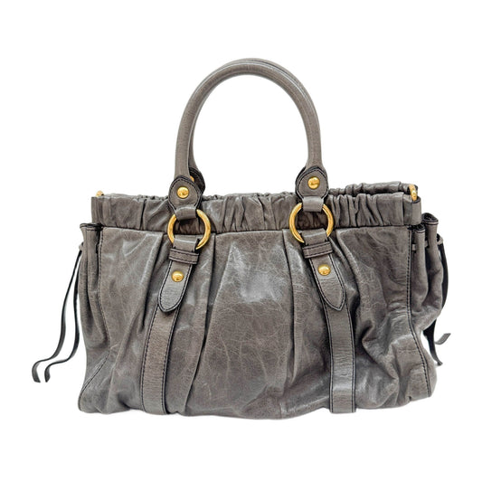 Vitello Grey Leather Two Way Bag