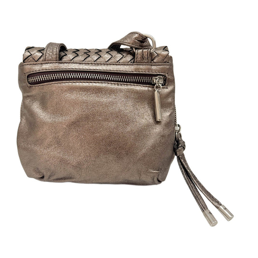 Intrecciato Metallic Dusty Gold Leather Shoulder Bag