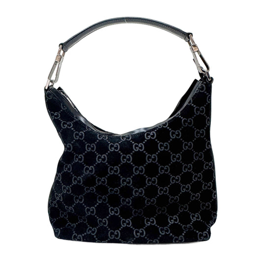 Black GG Suede Shoulder Bag