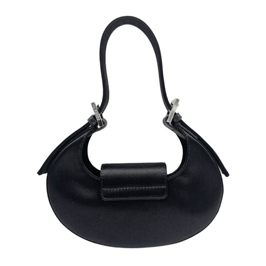 Mini Cookie Black Satin Shoulder Bag