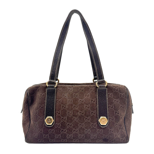 Brown GG Suede Shoulder Bag