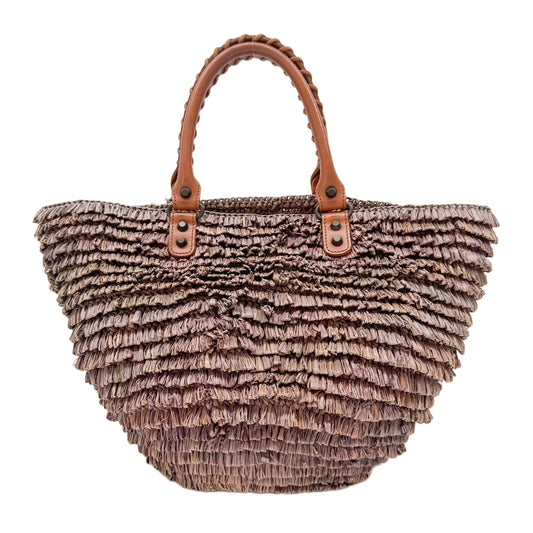 Woven Basket Mauve Raffia Hand Bag