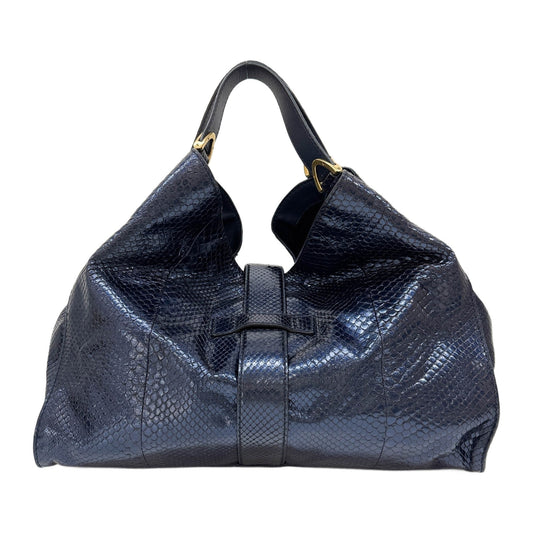Stirrup Metallic Midnight Blue Python Embossed Leather Shoulder