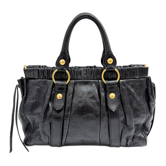 Vitello Black Leather Two Way Bag