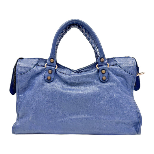 The City Blue Leather Two Way Bag