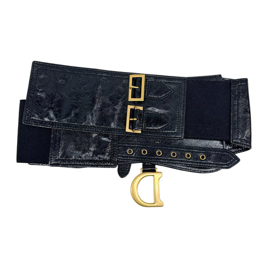 Size S/M Saddle Black Leather Waist Belt Bag
