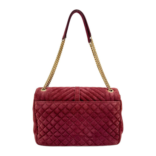 College Red Chevron Suede Shoulder Bag