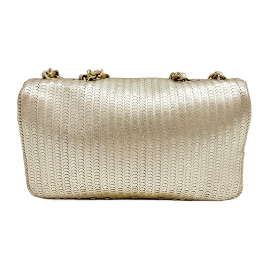 Classic Flap Mermaid Cut Champagne Leather Shoulder Bag