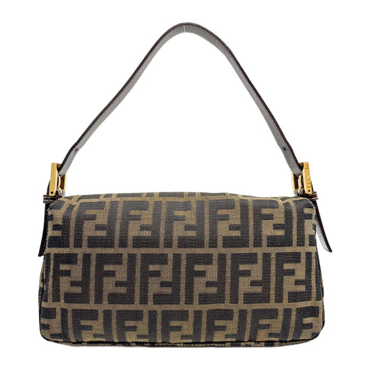 Baguette Brown Zucca Canvas Shoulder Bag