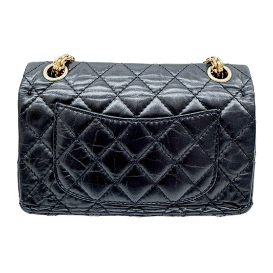 2.55 Double Flap Lucky Charms Matelasse Black Leather Shoulder Bag