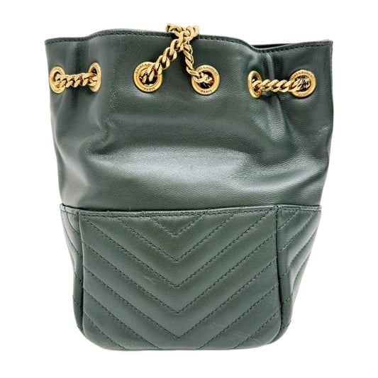 Mini Joe Dark Green Leather Bucket Bag
