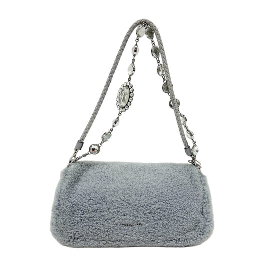 Bijou Strap Cinderella Blue Fur Shoulder Bag