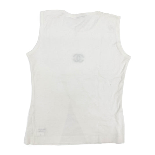 Size 42 Chanel Logo White Cotton Tank