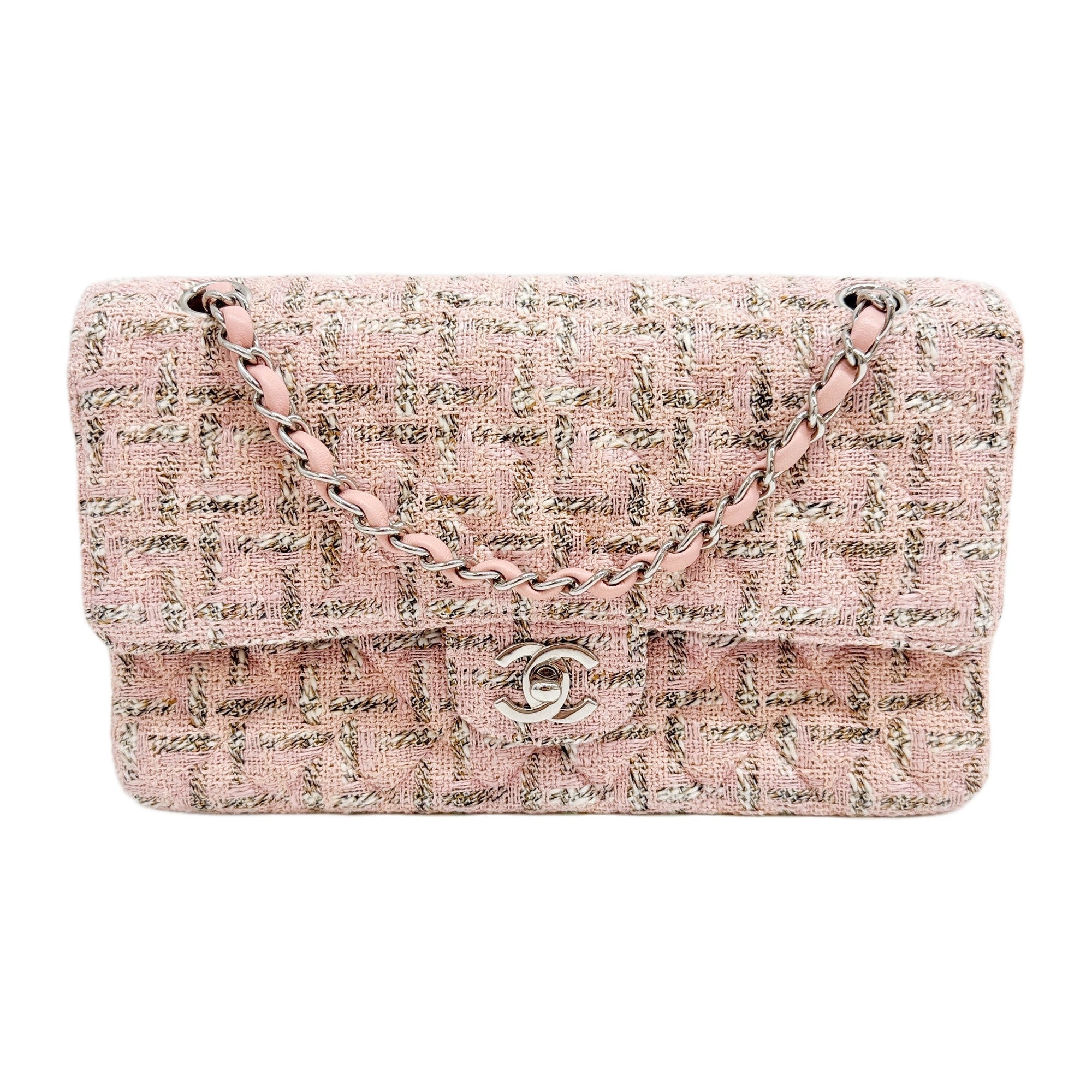 Classic Double Flap 2005-2006 Matelasse Pink Tweed Shoulder Bag