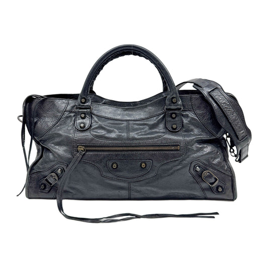Part Time Black Leather Two Way Bag