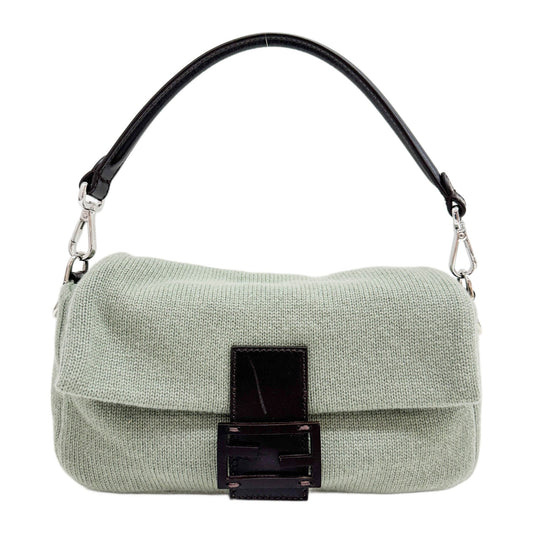 Baguette Knit Sage Green Cashmere Two Way Bag