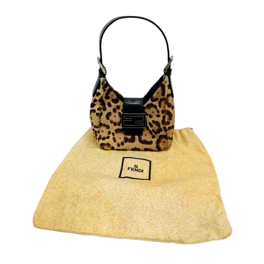 Brown Jaguar Print Pony Hair Hobo Shoulder Bag