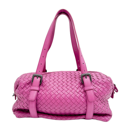 Intrecciato Pink Leather Shoulder Bag