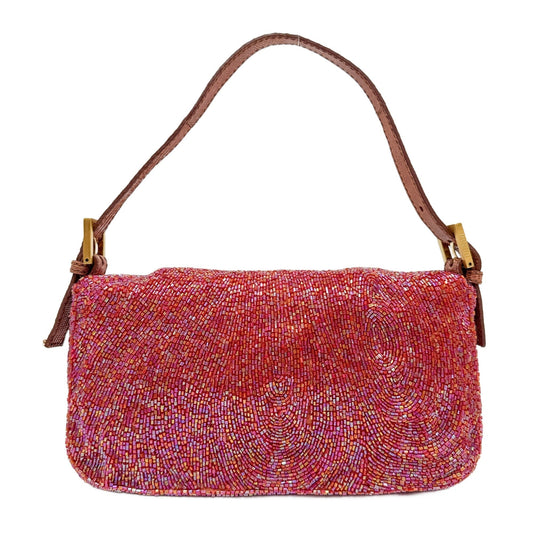 Baguette Multicolor Shine Red Beaded Handbag