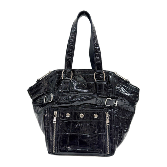 Downtown Crocodile Embossed Leather Shoulder Bag