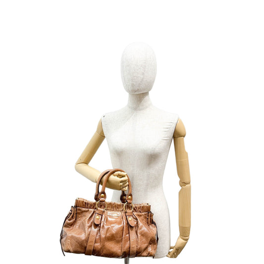 Vitello Brown Leather Two Way Bag