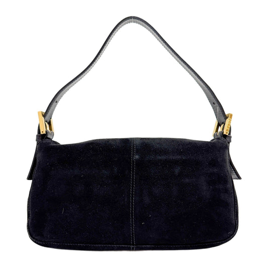 Baguette Black Suede Shoulder Bag