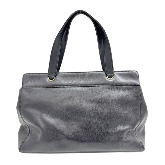 Coco Mark Black Leather Two Way Tote Bag