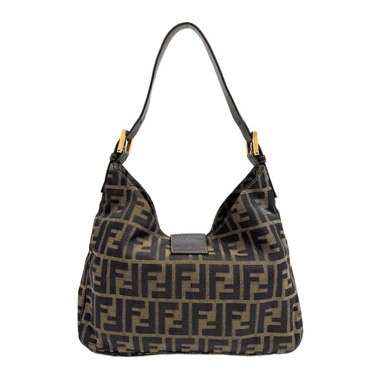 Zucca Brown Canvas Hobo Shoulder Bag