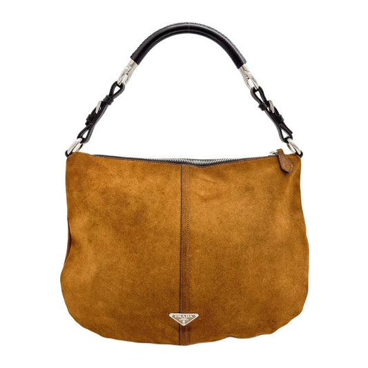Large Aimee Brown Suede Shoulder Bag