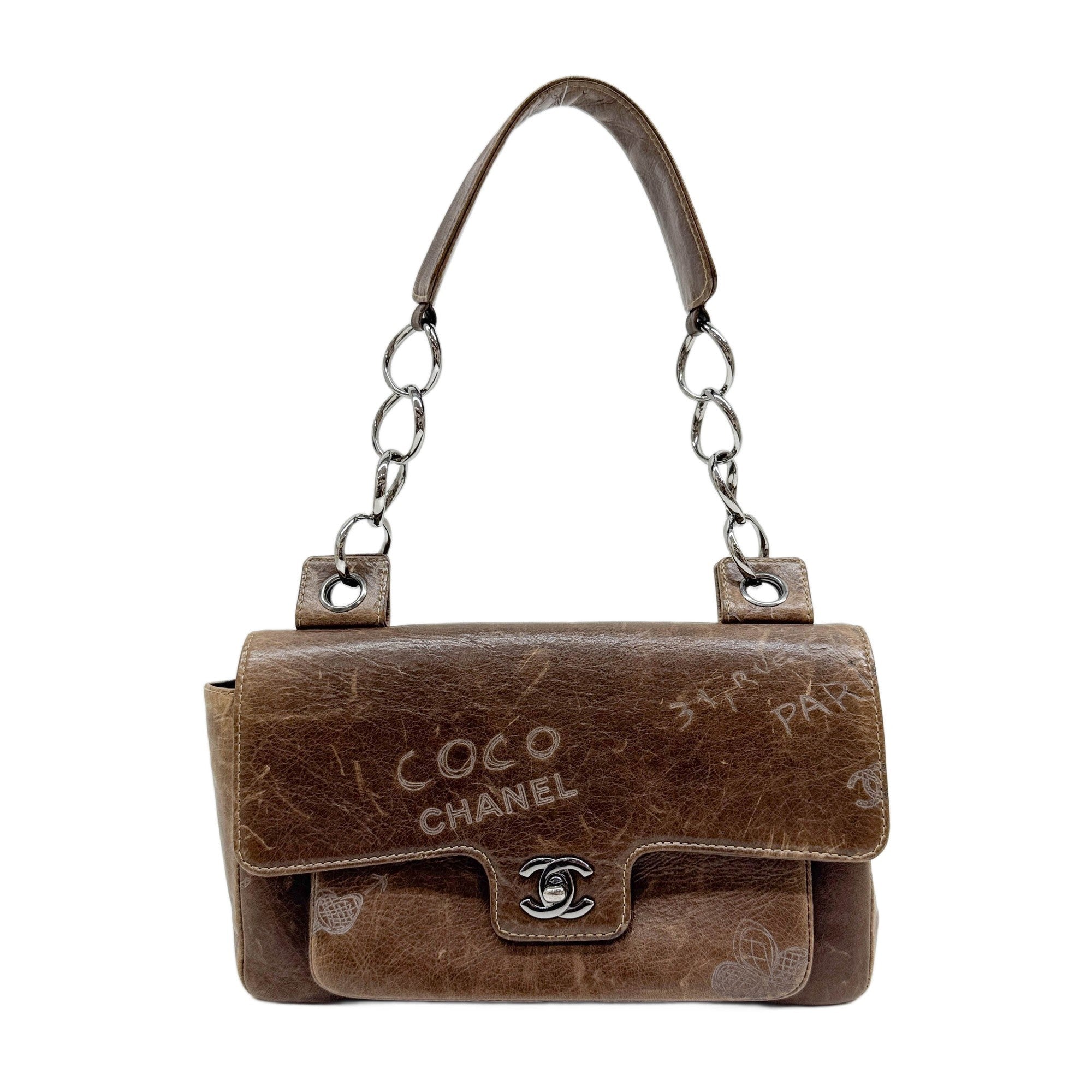 Mademoiselle 2003-2004 Graffiti Brown Leather Shoulder Bag