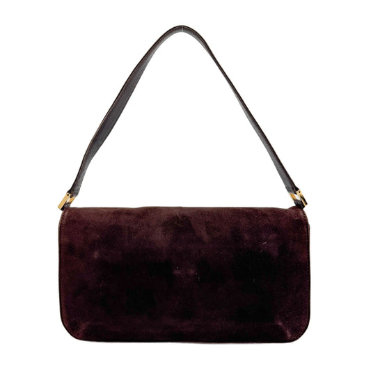 Baguette Brown Suede Shoulder Bag