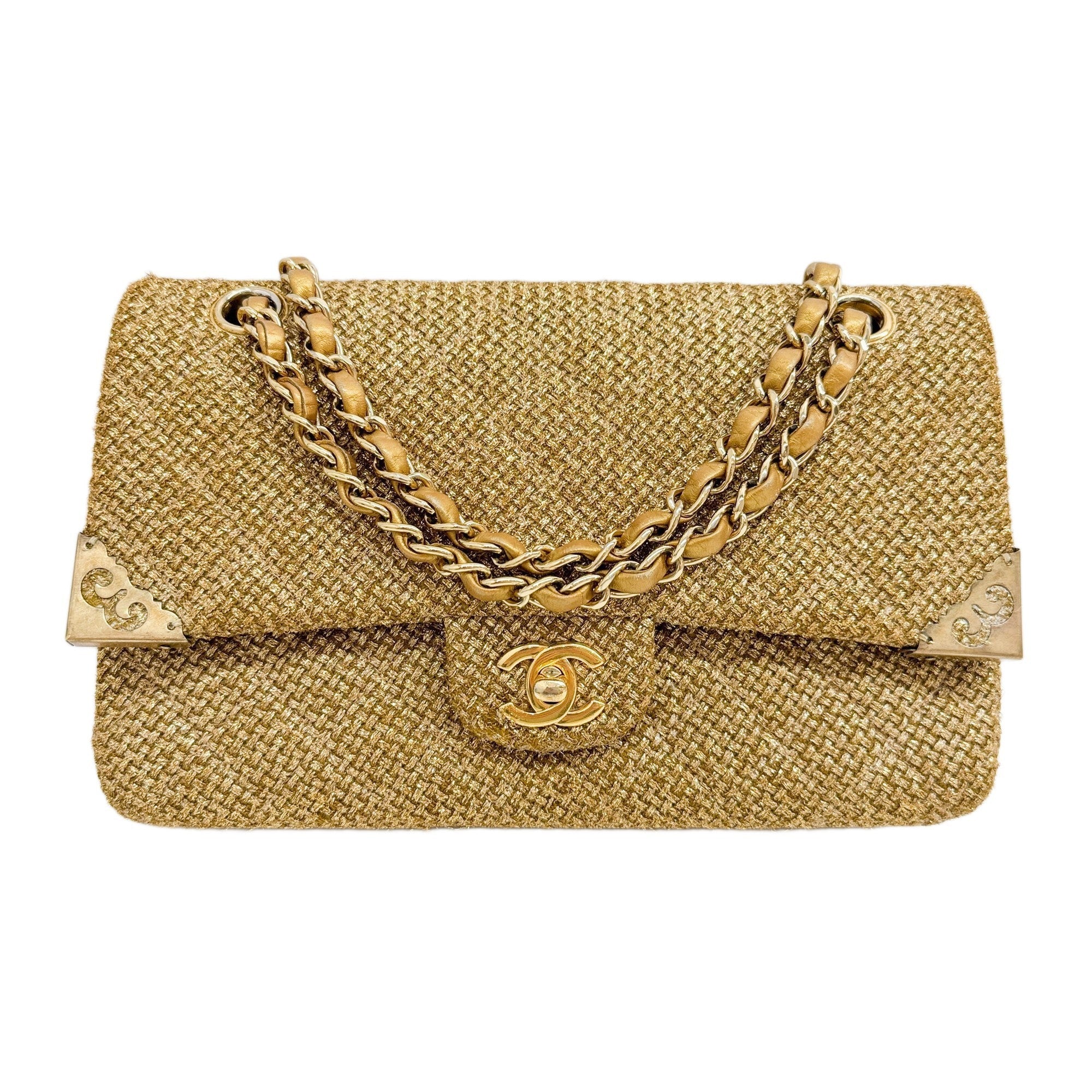 Classic Double Flap 2012-2013 Metal Fittings Matelasse Gold Tweed Shoulder Bag