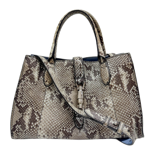 Jackie 1961 Blue & Brown Python Embossed Leather Two Way Bag