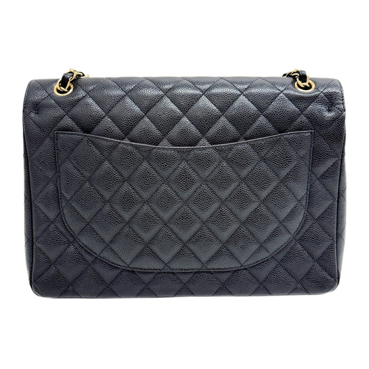 Maxi Classic Double Flap 2012 Matelasse Black Leather Shoulder Bag
