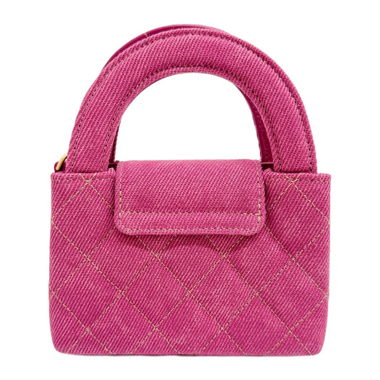 Mini Matelasse Pink Denim Chain Strap Bag