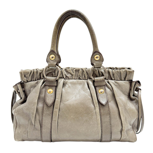 Vitello Elephant Gray Leather Two Way Bag