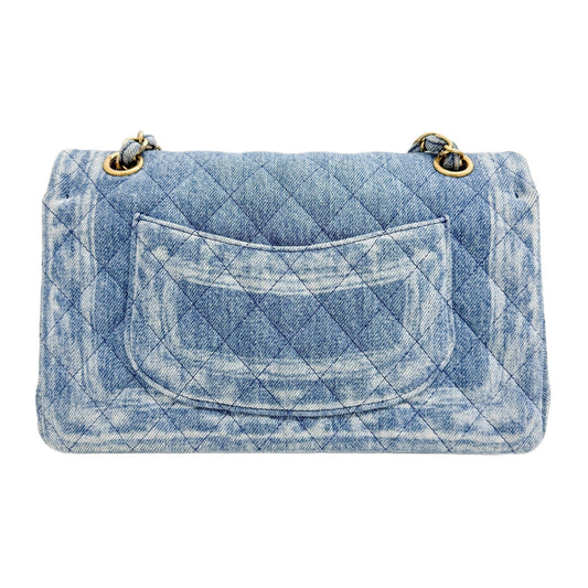 Classic Double Flap Matelasse Blue Denim Shoulder Bag
