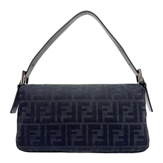 Baguette Black Zucca Canvas Shoulder Bag